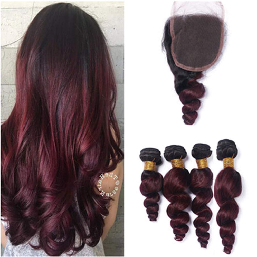 Amazon Com Tony Beauty Hair Black And Burgundy Ombre Indian