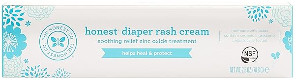 THE HONEST COMPANY HYPOALLERGENIC DIAPER RASH CREAM, MOISTURIZING, CALMING ZINC OXIDE OINTMENT, NEA RECOGNIZED CRUELTY-FREE, 2.5 OZ