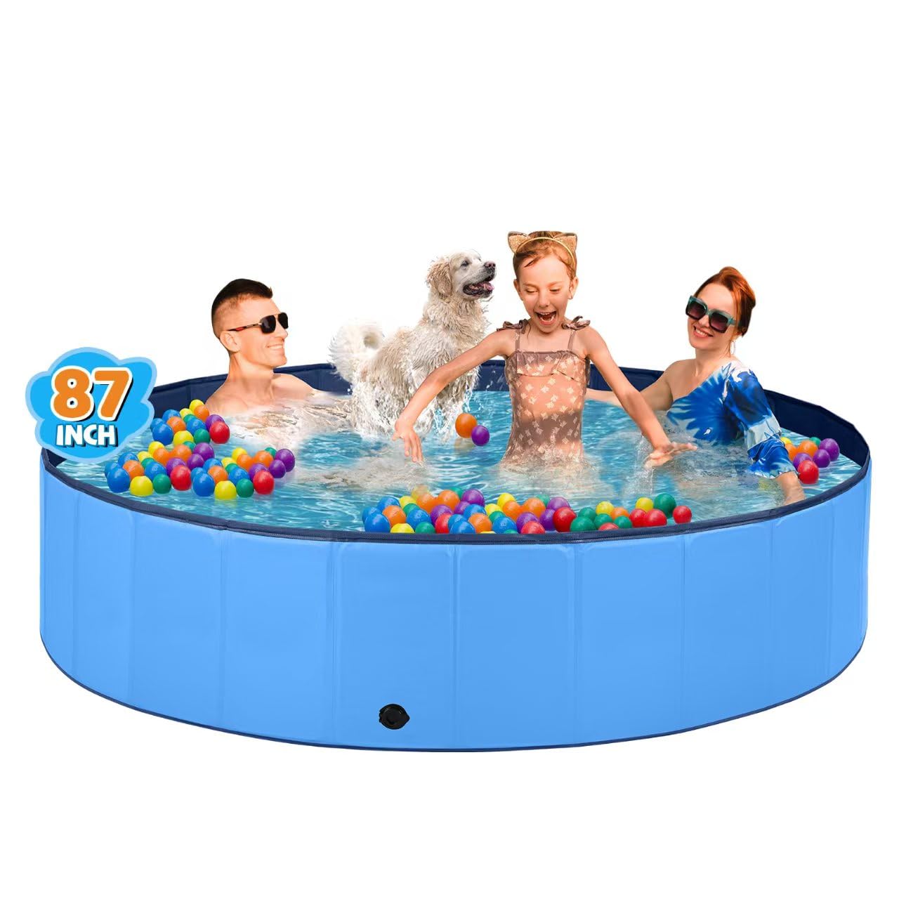 Photo 1 of Jecoo Dog Pool for Large Dogs Kiddie Pool Hard Plastic Foldable Dog Bathing Tub Portable Outside Kids Swimming for Pets and Dogs Outdoor Backyard