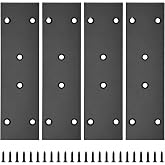 Bonsicoky 4Pcs Flat Straight Brace Brackets, 6.7 x 1.9 / 169 x 48mm | Stainless Steel, Black, Fixing Mending Joining Plates, Shelf Support Repair Plate, With Screws