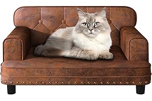 YOONNIE ROOM Dog Bed,Cat Bed,Dog Couch,Cat Couch,Puppy Bed,Pet Sofa,Pet Couch,Pet Bed for Cats, Wooden Frame and Suede Fabric,for Small Breeds Using (Coffee)