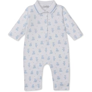 kissy kissy Baby Boys 100% Pima Cotton Teddy Bears Print Playsuit Footie, Newborn to 9 Months