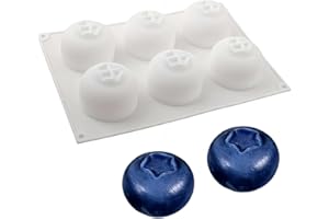 6 Cavity Blueberry Silicone Baking Mold – Fruit Shaped Non-Stick Mousse Cake Mold, Food-Grade Heat-Resistant Silicone Molds f