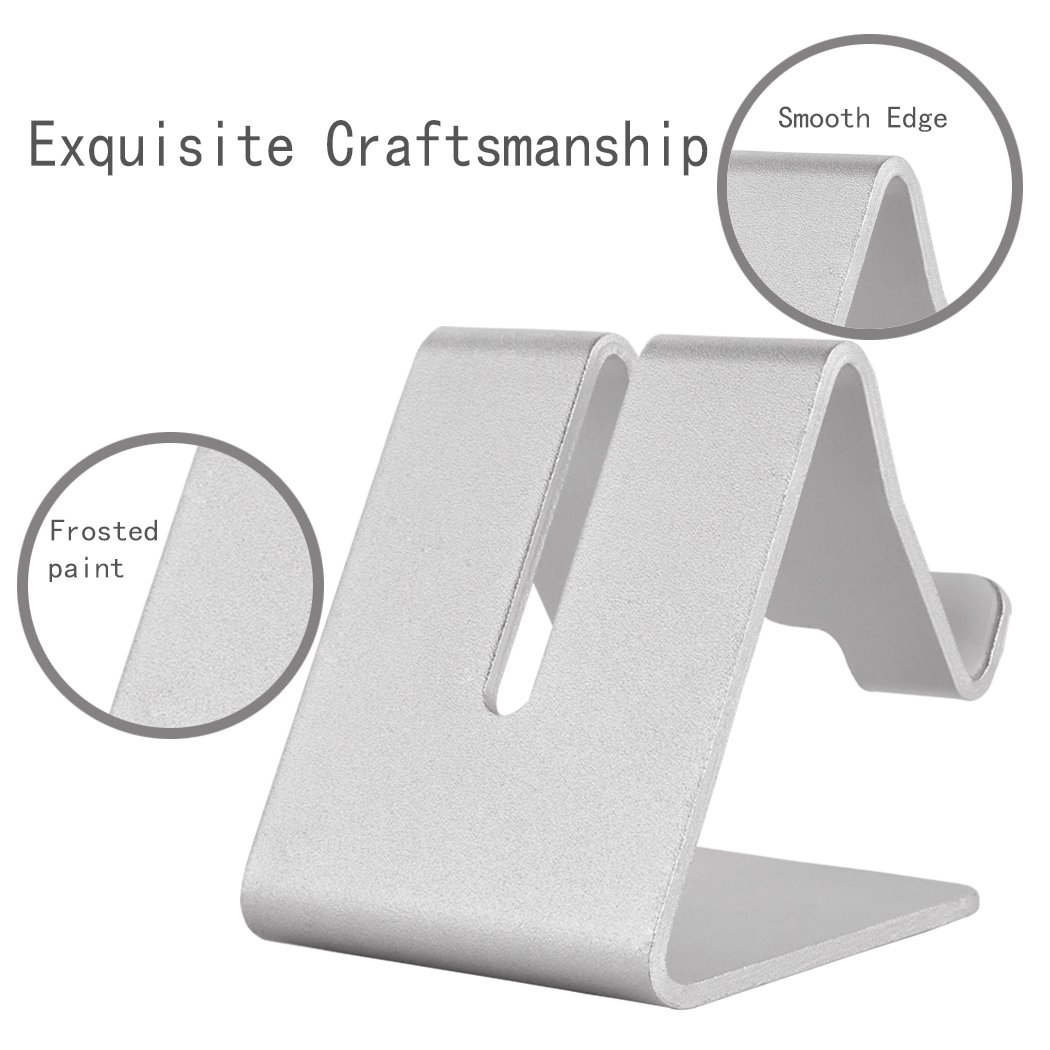 Cell Phone Holder, iPhone Stand, MMTE Aluminum Alloy Dock for iPhone, Android and most Mobile Phone (Silver)
