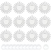 UNICRAFTALE 12 Sets DIY Blank Sun Pendant Making Kit 304 Stainless Steel Pendant Cabochon Settings Flat Round Blank Cameo Bezel Tray Charms with Glass Cabochons for Jewelry Making 15mm