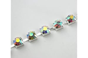 AEAOA 10 Yard Crystal AB Rhinestone Chain Clear Trim Sewing Craft Cup Chain Party Decoration (3.5mm, Silver)