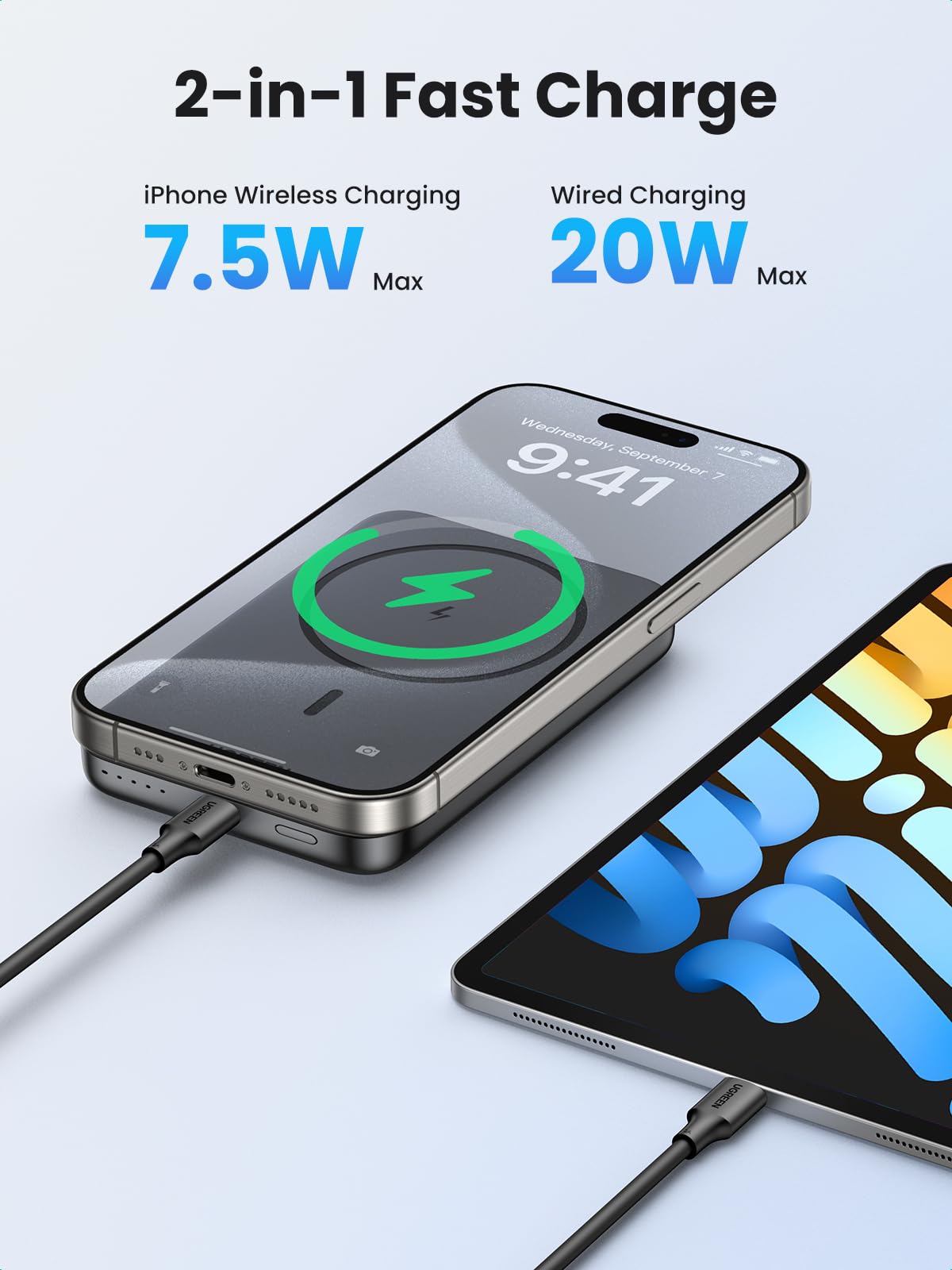 UGREEN Magnetic Power Bank,10,000mAh Wireless Portable Charger, PD 20W Fast Charging Battery Pack with USB-C for Magsafe, iPhone 16/16 Pro/15/15 Plus/15 Pro/15 Pro Max, iPhone14/13/12 Series