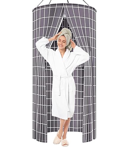 ANTEQI Foldable Camping Shower Pan – 40x40x4 Inch Portable Shower Base With Drain Pipe, PVC Waterproof, For RV, Beach, Indoor Use