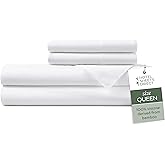 Hotel Sheets Direct 4 Piece Bed Sheet Set Queen Size, 100% Viscose Derived from Bamboo Sheets Set with 2 Pillowcases, Cooling & Breathable Luxury Bedding, Moisture-Wicking & Silky Soft Texture, White