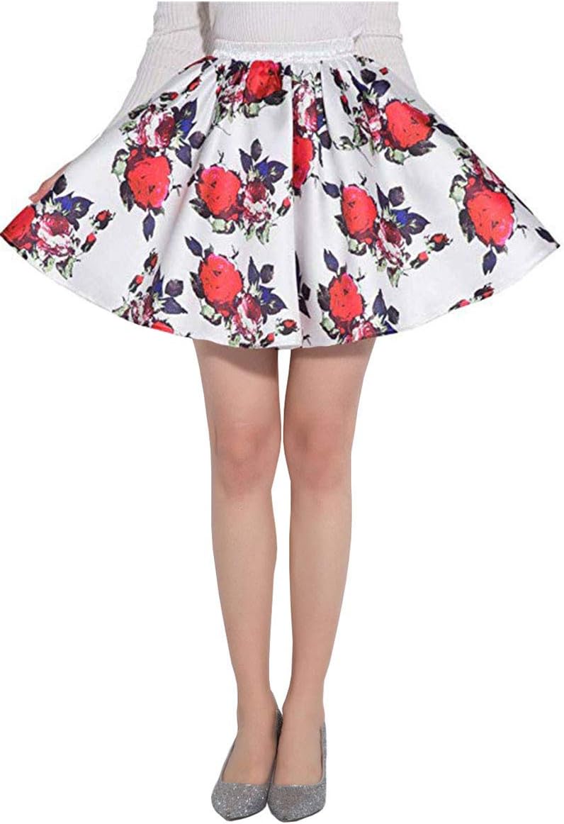 DYS Women's Cute Birds Printed Flared Mini Skirt Casual Circle Skirts