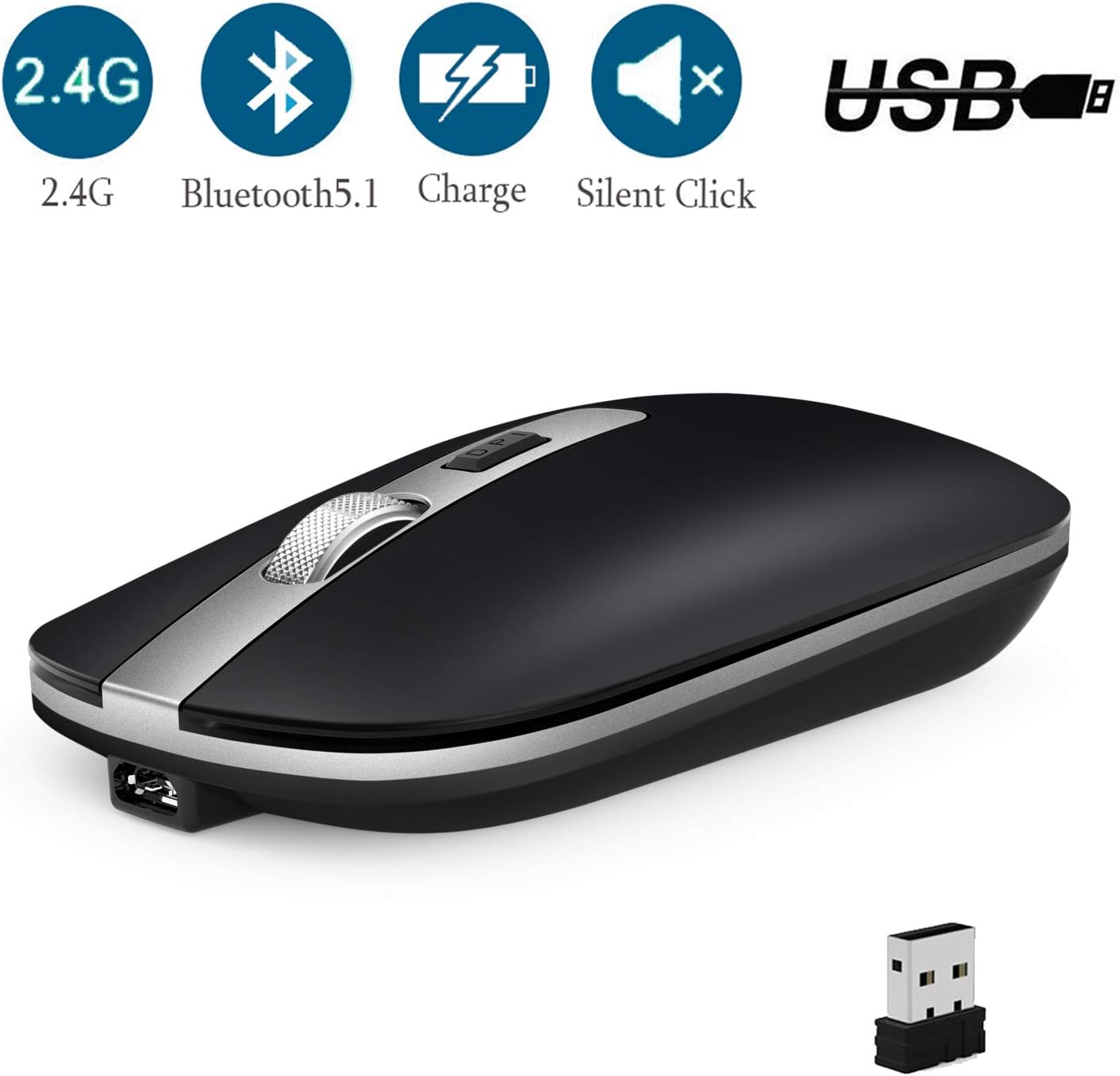 Ratón Inalambrico Ratu00f3n Bluetooth Para Ordenador Portu00e1til