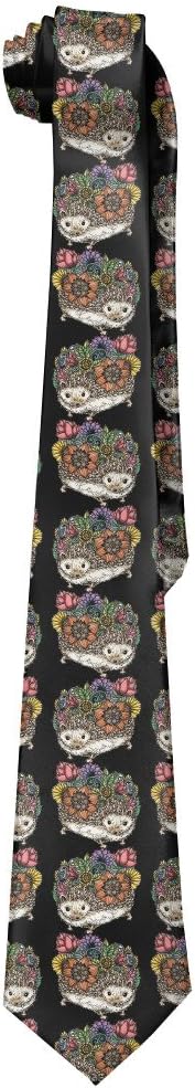 Flower Hedgehogs Men's Tie Long Necktie Skinny Neckwear Silk