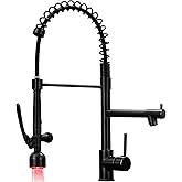 Fapully Commercial Single Handle Pull Down Sprayer Oil Rubbed Bronze Kitchen Faucet, Kitchen Sink Faucet with LED Light