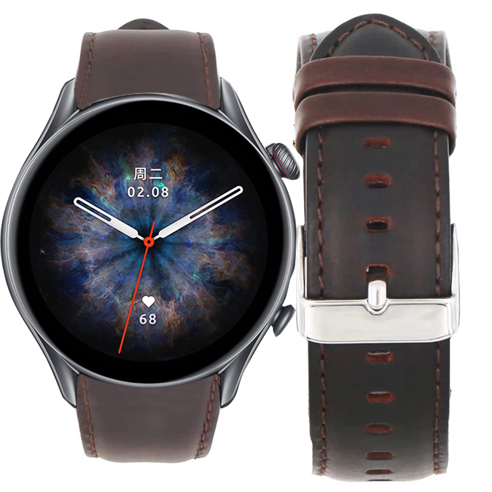 Giaogor Compatible with Amazfit GTR 3 Pro Band, Crazy Leather Strap Replacement Band Straps Compatible for Amazfit GTR 2 / GTR 3 / GTR 3 Pro Smartwatch (Crazy Horse-Coffee)