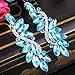 BriLove Wedding Bridal Clip-On Earrings for Women Crystal Multi Marquise Filigree Flower Chandelier Dangle Jewelry Aquamarine Color Silver-Tone