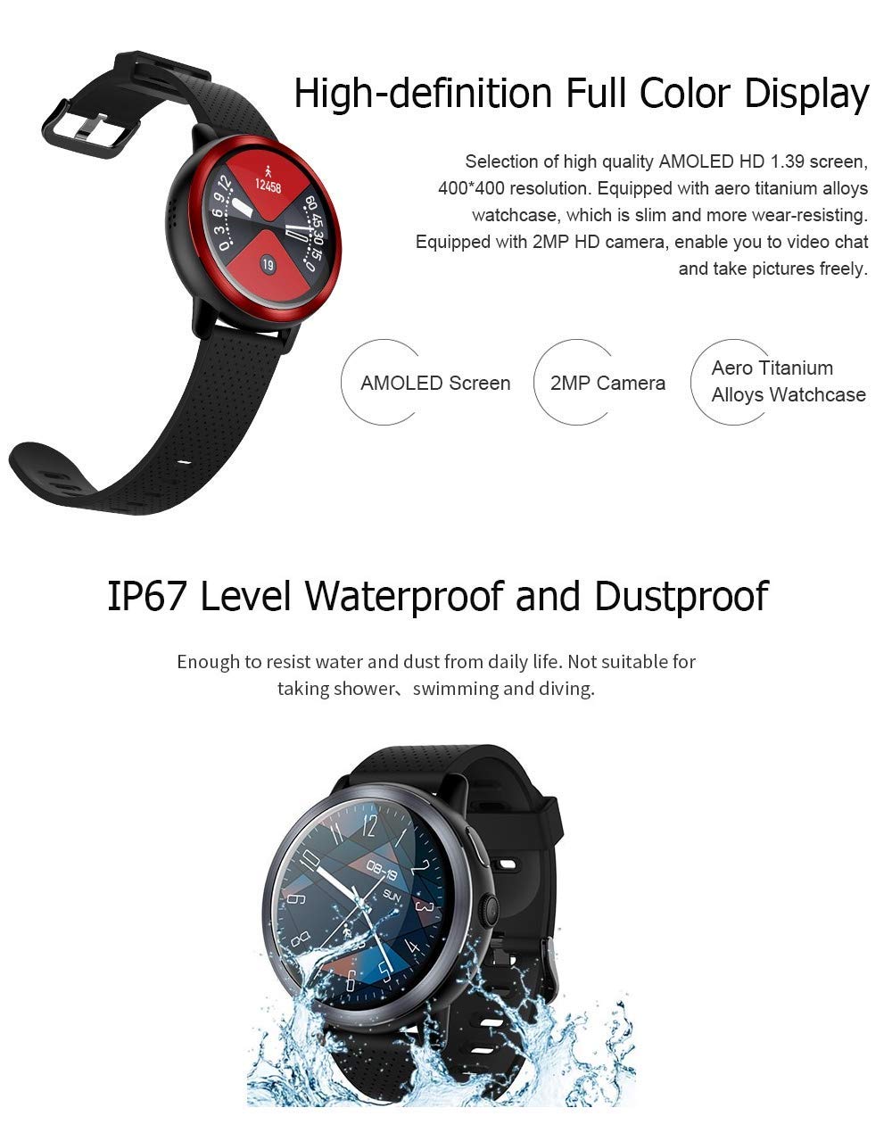 Amazon.com: LEMFO LEM8 4G Smart Watch + Headphones as Gift ...