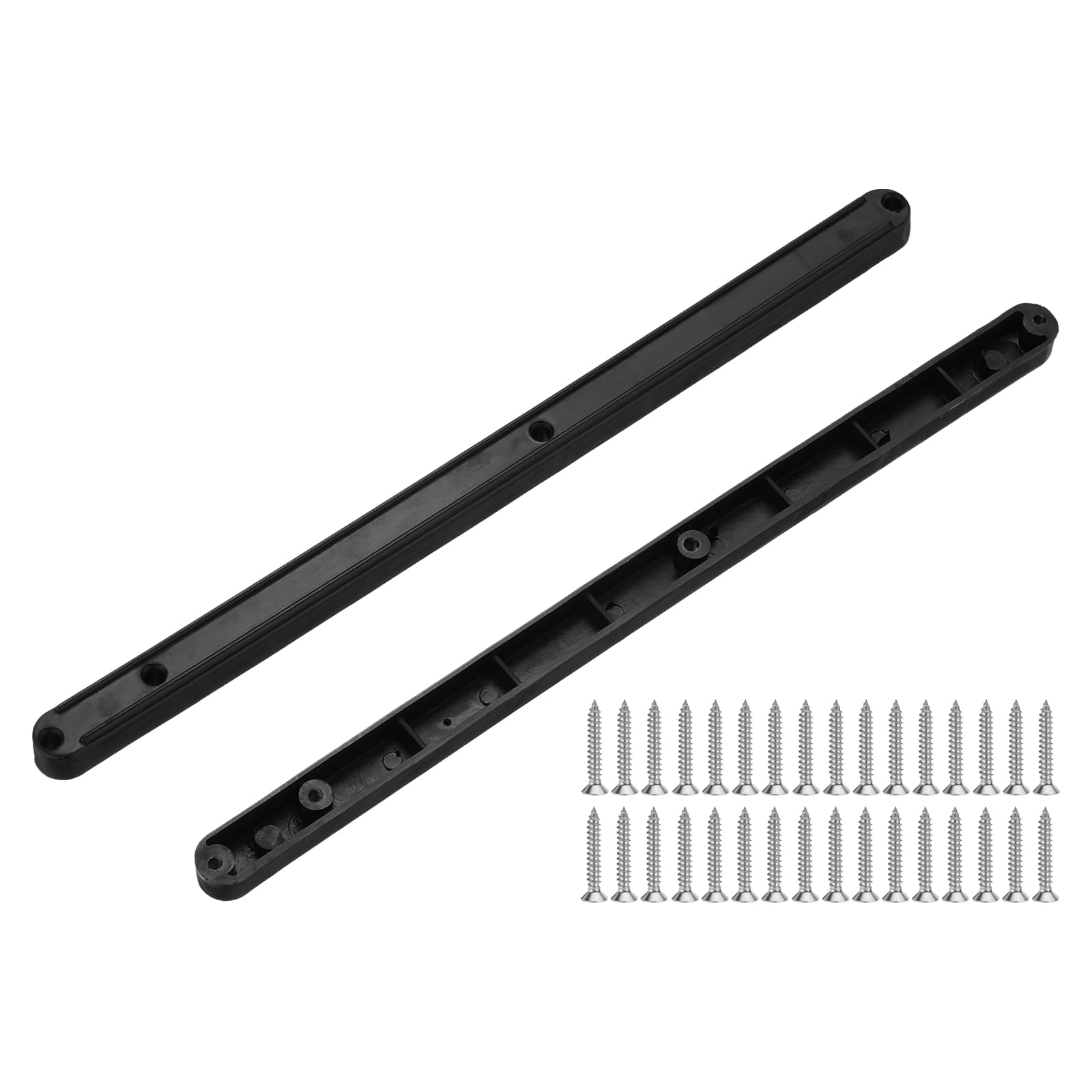 PATIKIL 12 Inch Drawer Slides, 8 Pcs Plastic Guide Rails Side Mounted Rails with Mounting Screws for Cabinet/Drawer/Bedside/Table/Wardrobe, Black