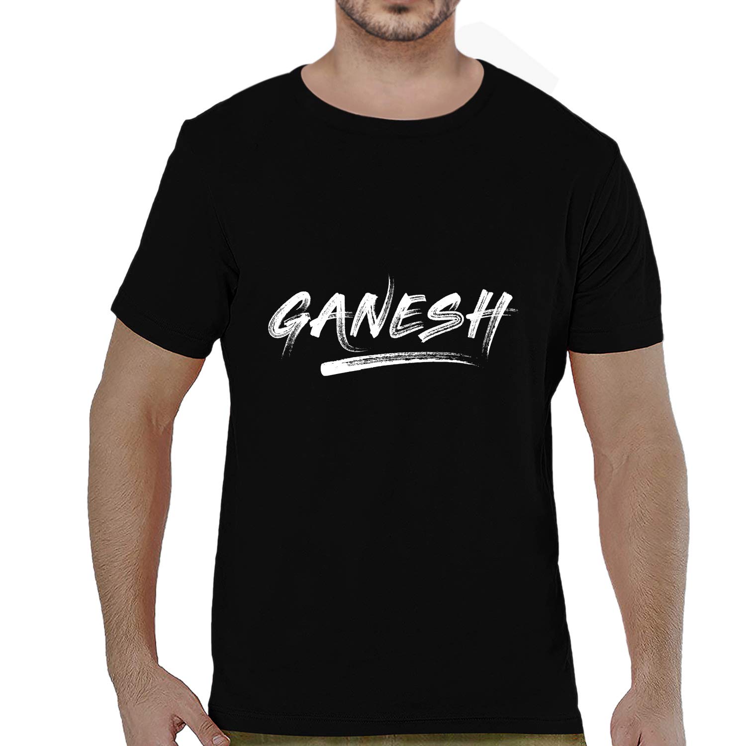 Buy Pooplu Mens Ganesh Cotton Printed Round Neck Half Sleeves Black T Shirt Common Names Tshirts Offer Sale At Amazon In