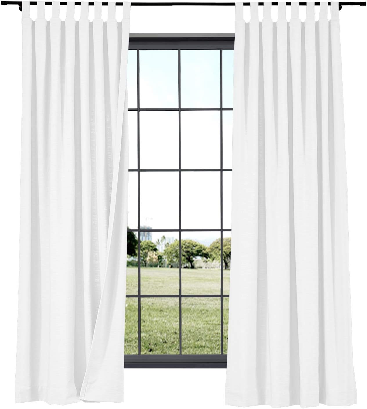 TWOPAGES Elegant Solid Paper White Tab Top Curtain for