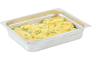 Restaurantware Hotel Pan 1 Count 1/2 Half Size Anti-Jam 2.5â€ Deep Freezable 24 Gauge Stainless Steel Steam Pan Lid Sold Separately, for Use in Commercial Kitchens, Cafeterias, and Catering Event