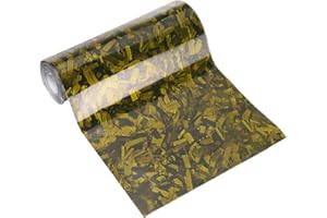 HARFINGTON Carbon Fiber Vinyl Wrap 12" x 1.6ft PET Forged Self-Adhesive Car Sticker Waterproof Wrap Roll for DIY Decor Automotive Exterior Protection, Gold