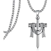 Hantuorui Jesus Cross Necklace 925 Sterling Silver Nail Cross Necklace for Men Women Jesus Chain Religious Christian Jewelry Gifts