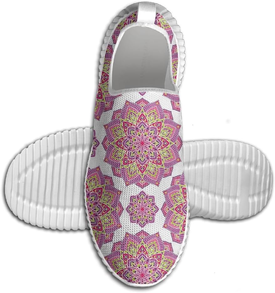 Women's Man's Shabby Chic Lotus Flower Style Meditation Essence Pattern Men's Running Shoes Light Casual Sneakers Breathable