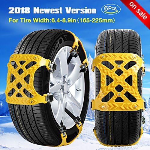 [2018 NEWEST VERSION] Snow Chain Snow Tire Chains for Truck/SUV Truck tire chains Tensioner Adjustable Snow Chains Tighteners Car Anti-Slip Tire Chains for Cars Tire Width with 6.4-10.4''/Set of 6