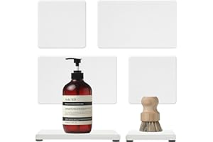 Razborci 4PCS Water Absorbing Stone Drying Tray Mat for Kitchen Bathroom Counter, Quick Dish Soap Dispenser Sponge Holder, Diatomaceous Earth Vanity Caddy Organizer for Plant,Cosmetic Bottle, White