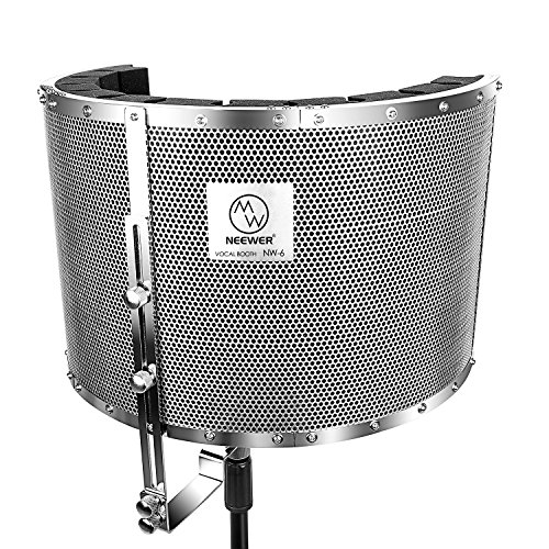 Neewer Microphone Isolation Shield Absorber Filter Vocal Isolation Booth with Lightweight Aluminum Panel, Thick Soundproofing Foams, Mounting Brackets and Screws for Mic Stand with 5/8