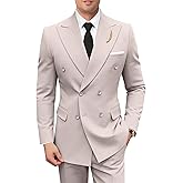 Hipfun Men Suits Slim Fit 2 Piece Suit for Wedding Peak Lapel Suit Jacket Pants Set Business Formal Suits Prom Tuxedos