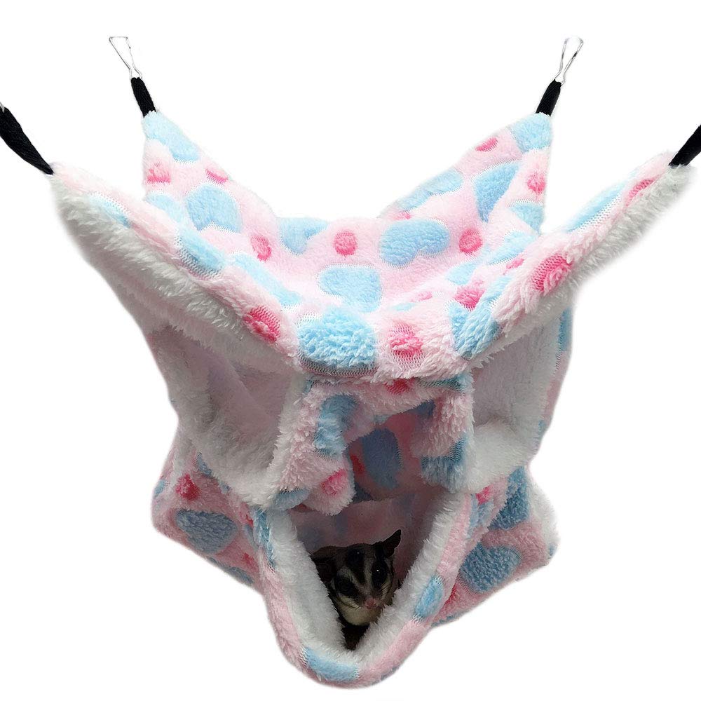 Oncpcare Small Pet Cage Hammock, Triple-Layer Sugar Glider Hammock, Hamster Cage Accessories Bedding Cozy Small Animals Bed for Chinchilla Parrot Sugar Glider Ferrets Rat Hamster Rat Playing Sleeping