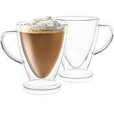 JoyJolt Declan Irish Double Wall Insulated Glass Coffee Cups (Set of 2) -15-Ounces