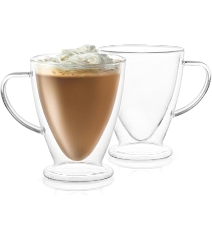 JoyJolt Double Wall Glass Coffee Mugs Set Of 2 - 13.5oz Diner Style, Insulated, No Sweat, Clear - View #9