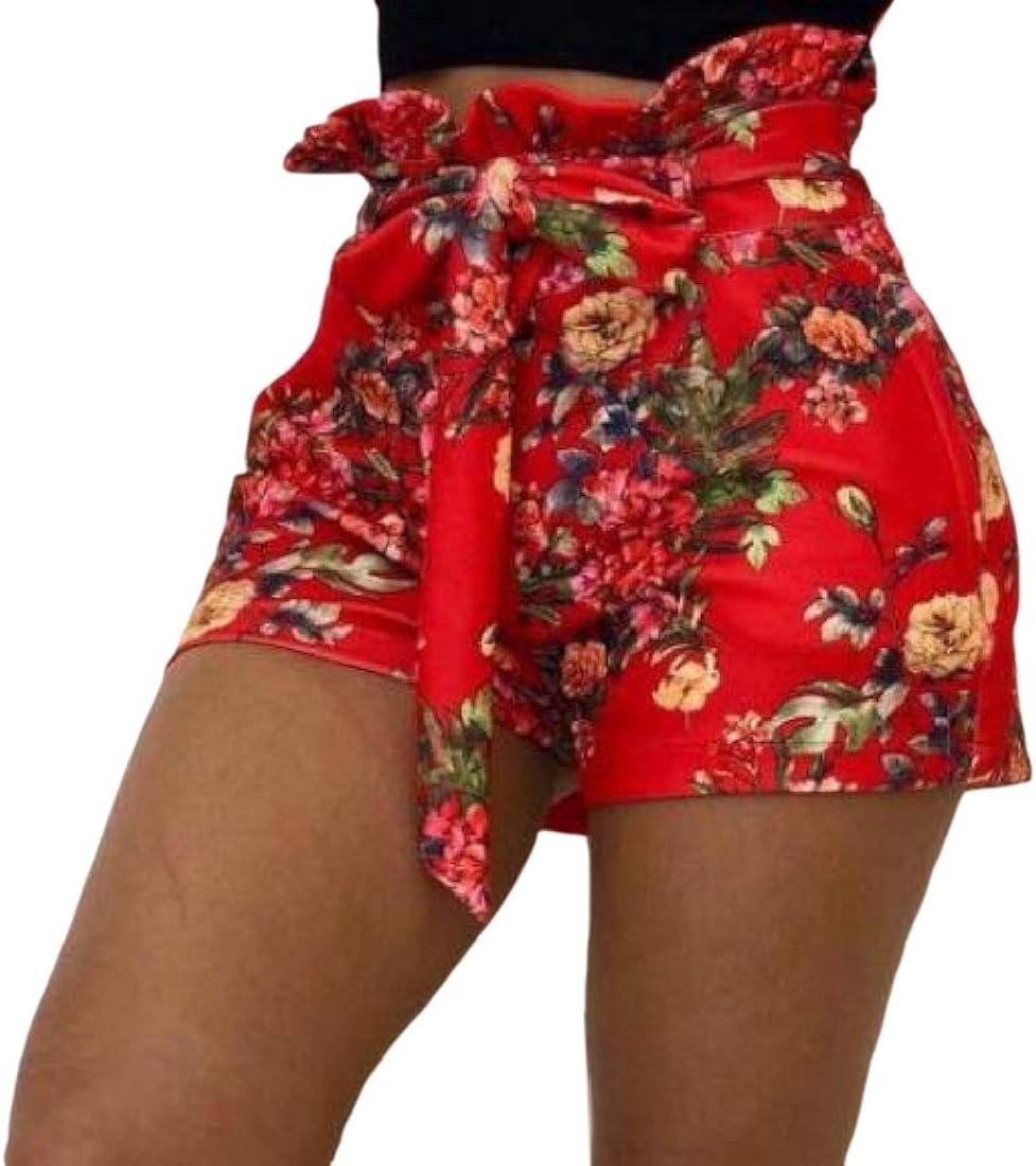 red tie waist shorts