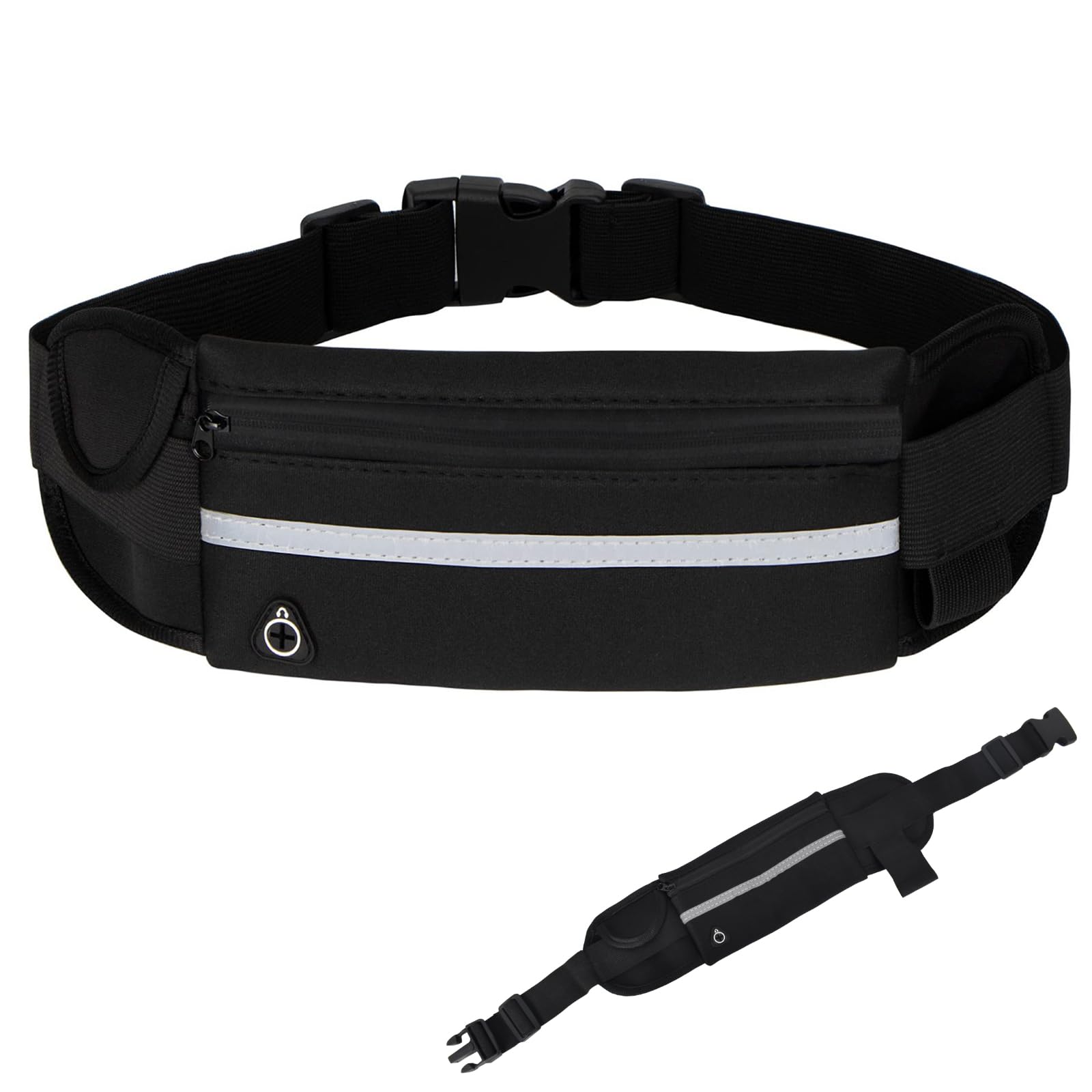 Adjustable Sports Waist Bag, Waterproof Running Belt for Mobile Phone, Jogging, Sports, Hiking, Bicycle, Black Smartphone Bag, Black, Taglia Unica, Running Bag