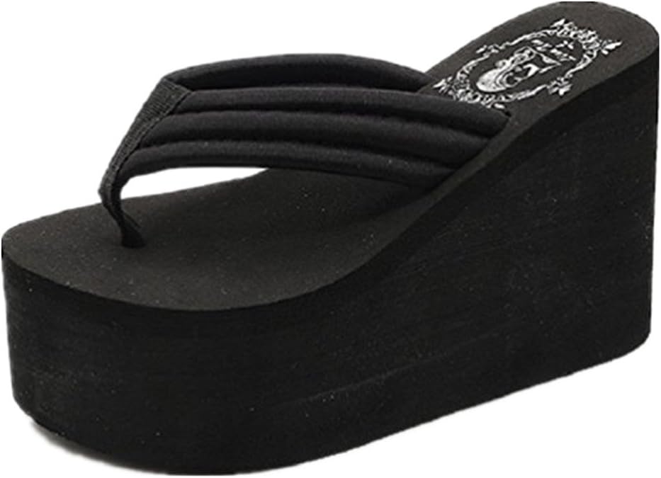 ANBOVER Womens Wedges Flip Flops Summer Thong Beach Sandals Chunky High Platform