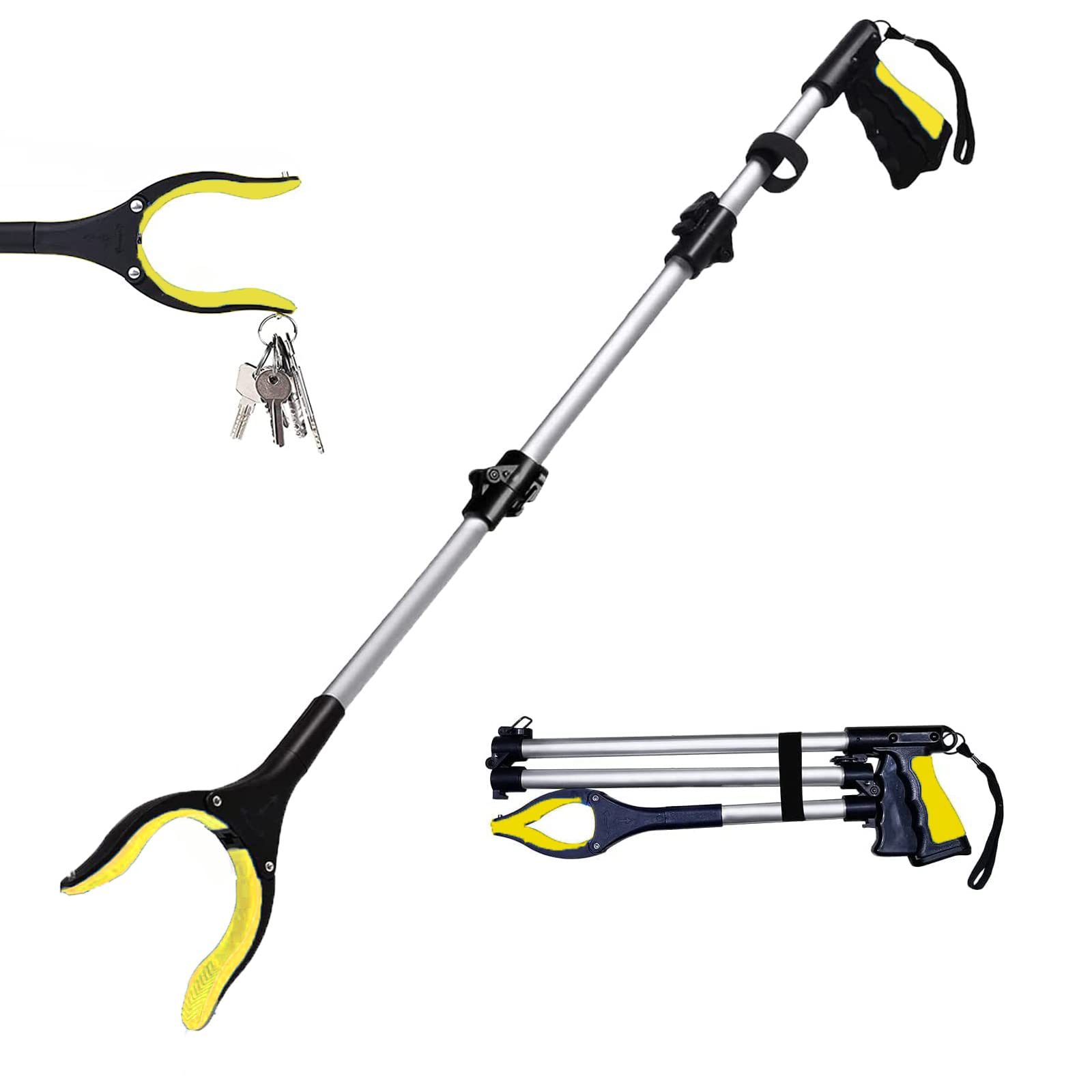 Litter Pickers Grabber Stick,Helping Hand Litter Picker Rotating 360 Degree Reaching Aids with Magnetic Grabbers for Adults/Disabled,Rubbish Picker Tools (Upgrade Pro 43" Yellow)