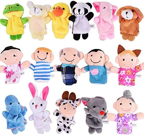 16PCS Finger Puppet Cute Cartoon Animal Family Finger Puppet Plush Toys Child Baby Favor Dolls Educational Toy