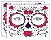 Glitter Red Roses Day of the Dead Sugar Skull Temporary Face Tattoo Kit - Pack of 2 Kits