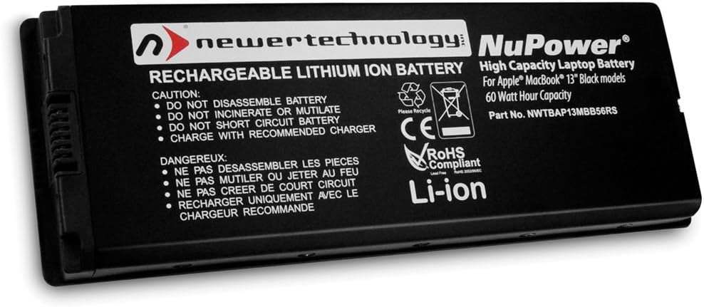 NewerTech 60Wh NuPower Lithium-ion Replacement Battery for 13.3" MacBook Black Early 2006 to Early 2008