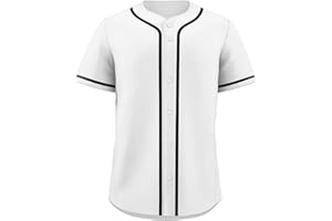 KXK Blank Baseball Jersey for Men Casual Button Down Shirts Short Sleeve Active Team Sports Uniform