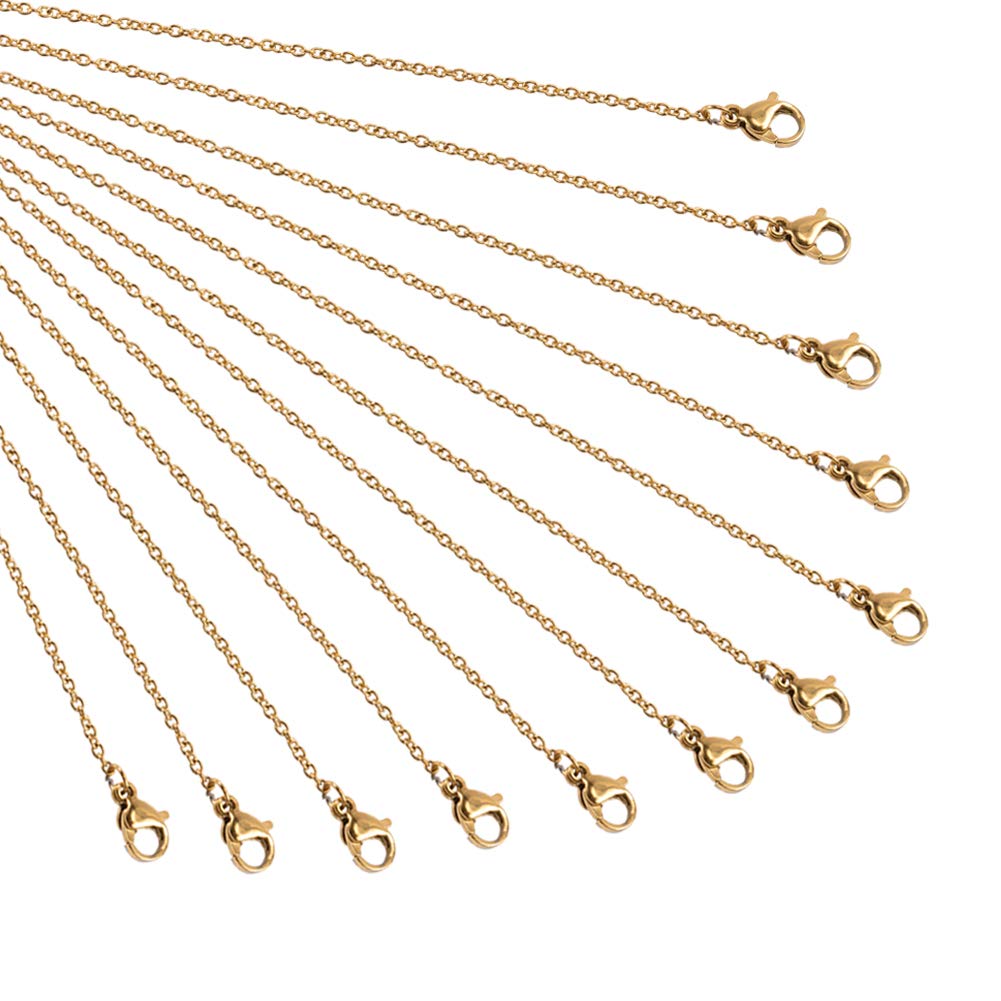 NBEADS Chain, 20 Pcs 50cm/19.69 Inches Golden Stainless Steel Cord Wire Chain with Lobster Clasp for Crafts Pendants Necklace Bracelet Diy Jewellery Making