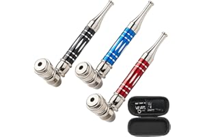 GENERIC 3Pack 4.3" Long Metal Lay Flat Tobacco Pipe With Cleaner Tamper Tool Black Bag, Complete Smoking Pipe Accessories Kit