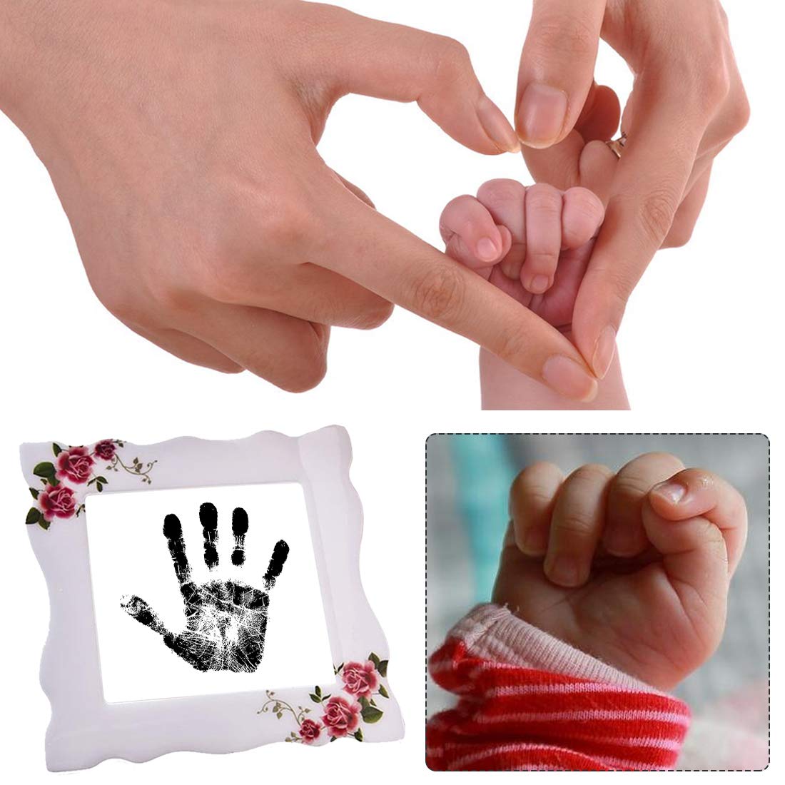 Yolyoo Baby Handprint and Footprint Ink Pad for Newborn,Inkless Infant Hand & Foot Stamp,No Mess and Baby Safe Included Safe Non-Toxic Ink Pad White