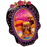 Isaac Jacobs 4X6 Sugar Skull Picture Frame For Photo Tabletop & Wall Display Hanging Display & Home Décor (4x6, Black with Fuchsia)