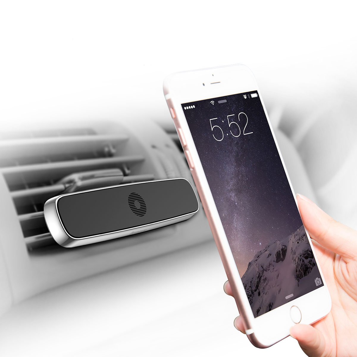 Magnetic Phone Car Air Vent Mount Holder, Drift Universal Smartphone Car Air Vent Mount Holder Cradle for iPhone X, 8/8 Plus/7/7 Plus, Samsung Galaxy S8/S9 and More Cellphones & Mini Tablets (Silver)