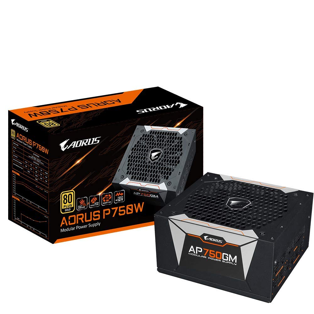 Gigabyte AORUS AP750GM, 750W, 80 Plus Gold Certified, Fully Modular Power Supply - Black