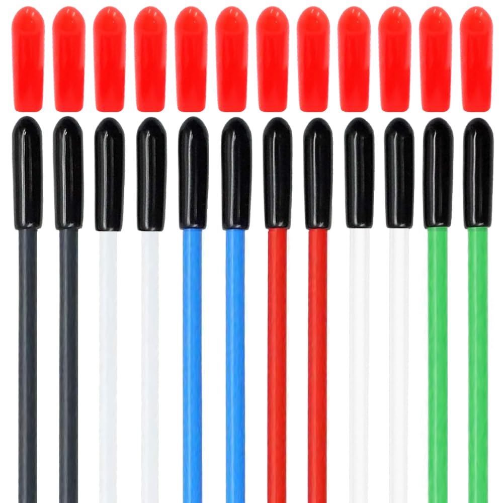 HAAMNING7 Plastic Protection Antenna Tube with Caps for RC Remote Control Vehicles FPV Drone Quadcopter Multicopters Boats 2.4G Receiver, with Red Caps (12 Tube + 24 Caps)