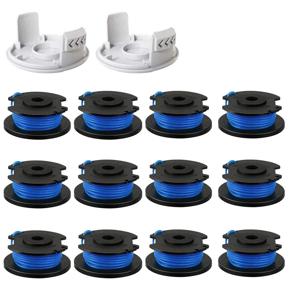 CDIYTOOL String Trimmer Replacement Spool Line, 0.065 inch Autofeed Replacement Spools for Ryobi One+ AC14RL3A 18V, 24V,40V, Cordless String Trimmer Weed Eater Spools Line (12 Spool + 2 Cap),Blue